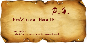 Prácser Henrik névjegykártya